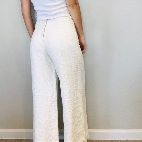 Vintage white wide leg high waisted tapestry pants - Picture 5 of 8